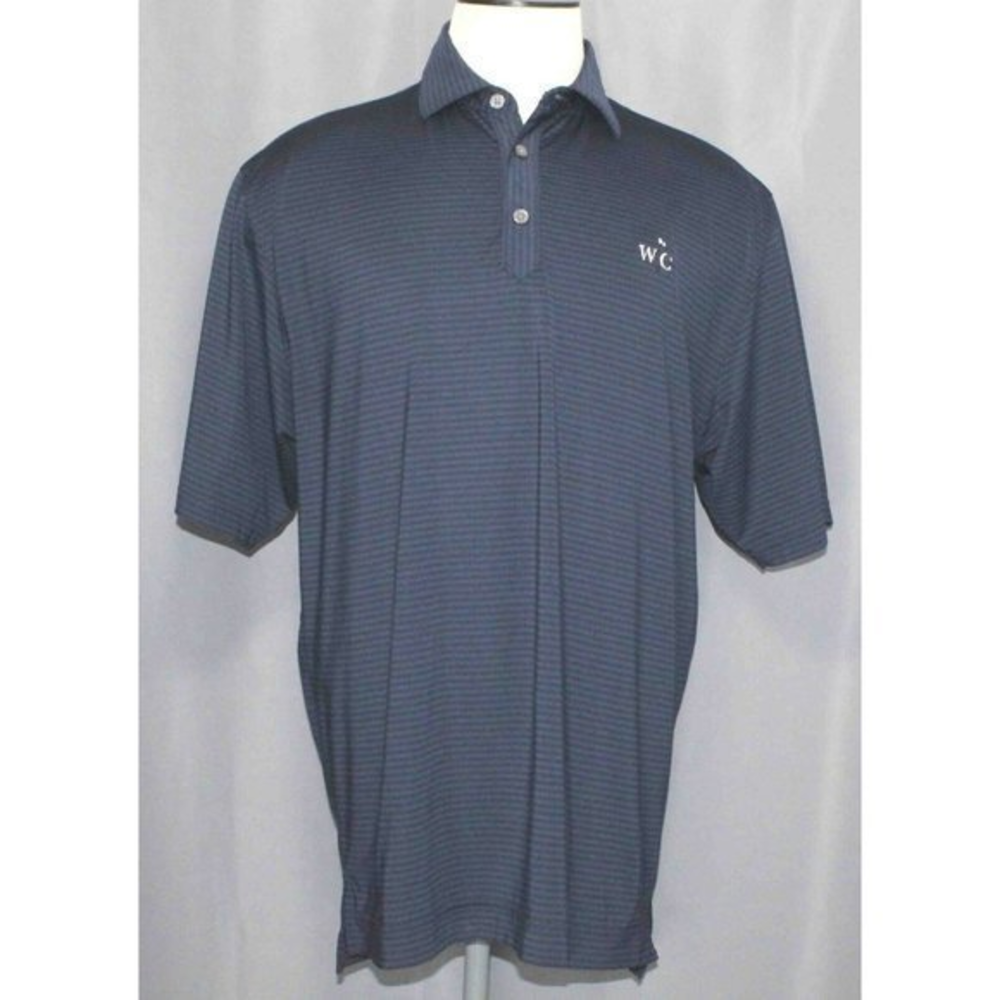 FootJoy FJ Navy Striped Golf‎ Polo Shirt Men's Size Large Embroidered Chest